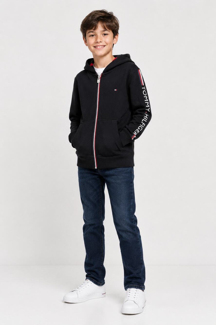 Tommy Hilfiger Boys Zip Up Hoodie Black Size Small 8 New